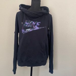 Nike Women’s Black Hoodie - Size M - Purple Camo Logo